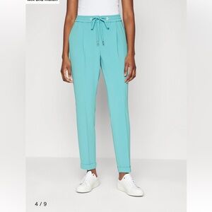 BOSS TARIYANAH REGULAR FIT TROUSERS WITH DRAWCORD WAIST OPEN BLUE Size: 14